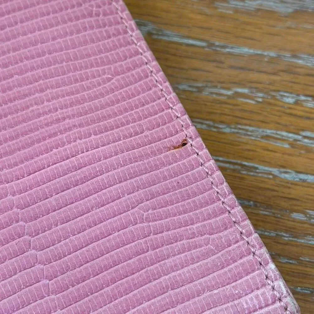 Vintage Kate Spade Pink Leather Embossed Crocodile Skin Texture Wallet Clutch